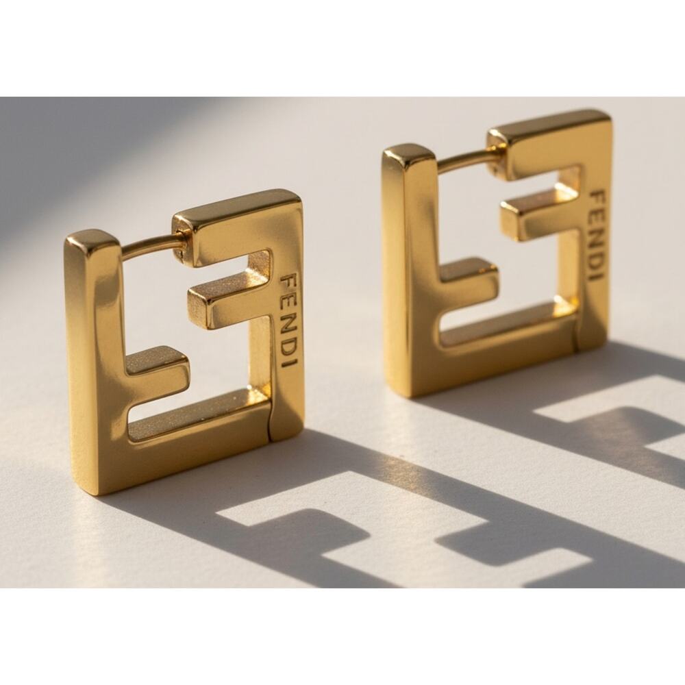 FENDI FF Motif Gold-coloured Earrings (FFXX035) - Picture 3 of 5